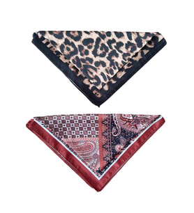 2 Li Saten Bandana Seti Saten Fular Saten Çanta Aksesuarı Özel Desen Bandana 45X50 Cm