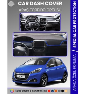 PEUGEOT 208 (2012-2019) Torpido Örtüsü Ön Göğüs Koruma Torpido Koruma Birebir Uyum Kaymaz Özel Kesim