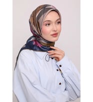 Levidor Kristal Eşarp Asimetrik Desen Lacivert