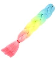 Simli Açık Mavi / Neon Sarı / Pembe Ombreli Örgülük Saç 100 Gr.