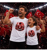 BK Gift Kişiye Özel Türkiye Taraftar Temalı 2026 Dünya Kupası Tasarımlı Baba&Kız Tişört Seti-1, Tek Yürek Milli Takım Ruhu
