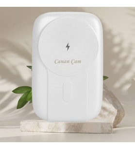 KİŞİYE ÖZEL İSİM BASKILI HIZLI ŞARJ KABLOSUZ TELEFON STANDLI POWERBANK (Beyaz)