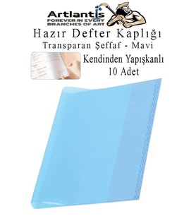 Hazır Defter Kaplığı Şeffaf Buzlu Mavi A4 10 Adet 1 Paket Cırtlı Ayarlanabilir Kendinde Yapışkanlı Kaplık Okul Sınıf