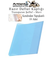 Hazır Defter Kaplığı Şeffaf Buzlu Mavi A4 10 Adet 1 Paket Cırtlı Ayarlanabilir Kendinde Yapışkanlı Kaplık Okul Sınıf