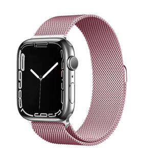 Apple Watch Ultra 49mm Uyumlu Kordon Hasır Metal Mıknatıslı Zore Band-01 Kayış (Pembe)