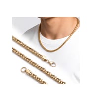 Köşeli Burgu Erkek Çelik Zincir Kolye 4×4 mm 55 cm Gold 4227ECK009