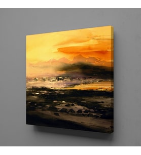 SARI TURUNCU MANZARA KANVAS TABLO 200x200cm
