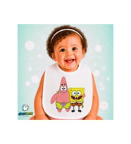 Sünger Bob ve Patrick Keten Bebek Mama Önlüğü – Yumuşak, Emici, Yıkanabilir, Özel Tasarım P182