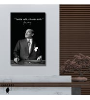Tekli Dikey Kanvas Makam Panosu Atatürk Sözleri ‘Yurtta sulh, cihanda sulh.’