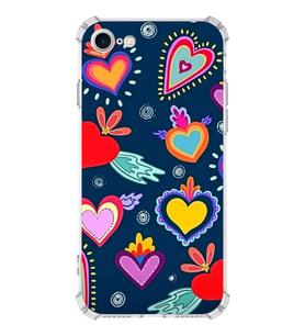 PrintiFy Apple iPhone 7 Uyumlu Retro Color 3 Baskılı Şeffaf Köşe Korumalı Antişok Kılıf
