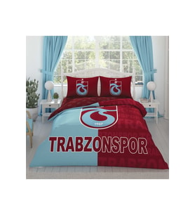 Taç Lisanslı Trabzonspor Parçali Logo Çift Kişilik Pamuk Nevresim Takımı