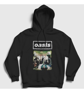 Presmono Unisex Siyah Room Müzik Oasis Kapüşonlu Sweatshirt 513627tt