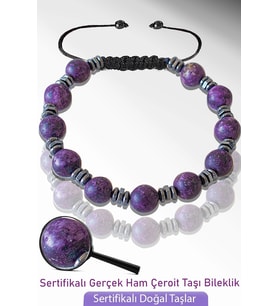 Sertifikalı Ham İşlenmemiş Çeroit Taşı Bileklik - Ayarlamalı (Çok Renkli)