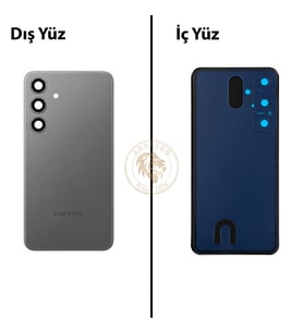 Samsung S24 Plus Gri Arka Pil Kapağı Batarya Kapağı Lazer Kesim Back Cover