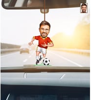 Kişiye Özel Karikatürlü Futbolcu Ahşap Araba Dikiz Ayna Süsü