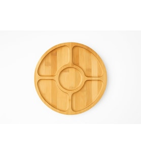 Bambu 5 Bölmeli Kahvaltı ve Çerez Sunum Tabağı, 28 cm Kahvaltı ve Çerez Tabağı 5 Bölmeli Doğal Bambu, Bambu Sunum Tabağı,Velor Home.
