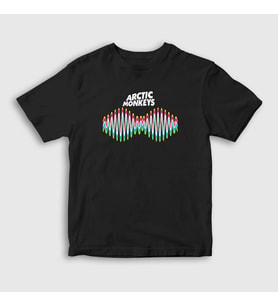 Presmono Unisex Çocuk Siyah Wave Arctic Monkeys T-Shirt 294461tt
