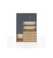 Arges Dolap 7 Raflı 4 Çekmeceli 3 Kapaklı 132x30x195 Çam-Antrasit/Çam