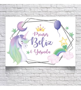 Unicorn Temalı Doğum Günü Afişi