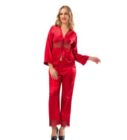 Mulvxbrf Brf02 Kırmızı Saten Pijama Takımı - 1601 (Mulvix)