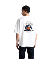 Erkek Oversize Grafik Baskılı Tişört İskelet Takım Elbise Kabak Desen Rahat Kesim Günlük Modern