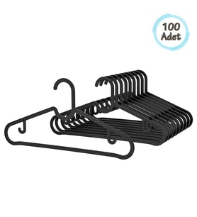 100 lü Slim Askı Askılık - Premium Plastik Asklı - Pratik Elbise Askısı Spruttig (Siyah)
