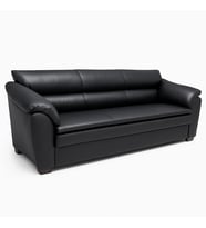 Roza Siyah Deri Dörtlü Ofis Kanepesi