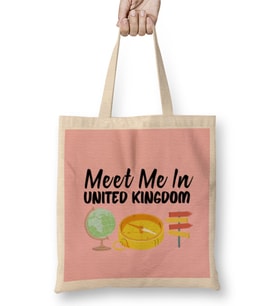 Funny Travel United Kingdom Gift Design Lover-Trippin Wanderlust Journey Adventurer Vacation Bez Çanta Uzun Saplı