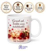Romantik Kalp Motifli Gül Yaprakları Mum Işığı Aşk Kupası Hediye Bardak