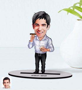 BK Gift Kişiye Özel Baba Karikatürlü Ahşap Biblo Model-1