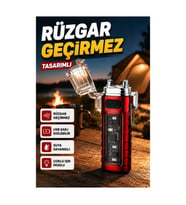 USB Şarjlı Rüzgar Geçirmez Elektrikli Çakmak – Çoklu Işık Modlu, Düdüklü ve Suya Dayanıklı