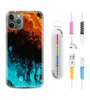 Apple iPhone 11 12 13 14 Pro Max Kılıf Kablo Koruma Spiral Silikon Orange Blue Color 1665