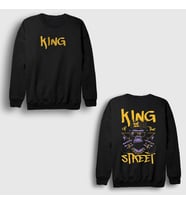 Presmono Unisex Siyah Gorilla King Of The Street Sırt Baskılı Sweatshirt 516717tt