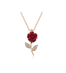 ?Gümüş Rose Kırmızı Gül Kolye CSR2180768