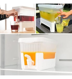 4 Litre Musluklu ve Ayaklı Buzdolabı İçi Su Sebili, Su Sebili, Limonata, Portakal Suyu, Piknik, Balkon, Seyyar Masa Sebili, 4 Litre Sebil (ŞEFFAF BEYAZ)