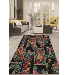 Dijital Kaymaz Taban Yıkanabilir Modern Renkli Salon Halısı Mutfak Halısı Yolluk ND-HT-713 (Çok Renkli)