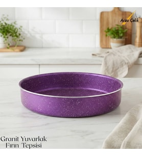 ARZU ÇELİK 30 Cm Granit Yuvarlak Fırın Tepsisi - Violet