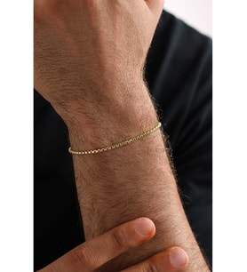 14 K Gold Kaplama 925 Ayar Gümüş Köşeli Dodge Bileklik