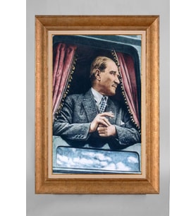 Çerçeveli Paspartulu Atatürk Tablo a112 (Gold)