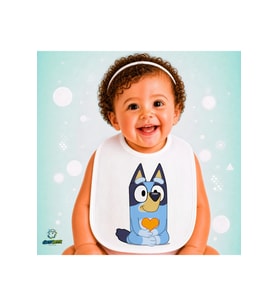 Bluey Keten Bebek Mama Önlüğü – Yumuşak, Emici, Yıkanabilir, Özel Tasarım P022