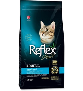 Plus Kısırlaştırılmış Yetişkin Kediler için Somonlu Kedi Maması, 1,5 Kg