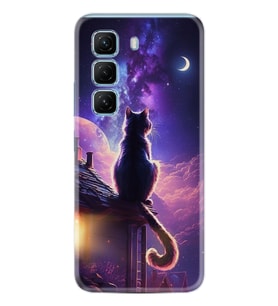 Infinix Hot 50 Pro 4G - Hot 50 4G Kılıf Boutique Baskılı Resimli Damdaki Kedi Pcode -091