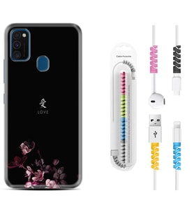 Samsung M21 M22 M23 M30 M31S M32 Kılıf Kablo Koruma Spiral Silikon Love 1629
