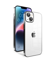 Vendas iPhone 14 Plus Uyumlu (14 Plus) Veve Serisi Parlak Renkli Kenarlı Elektroplated Magic Silikon Kılıf (Siyah)