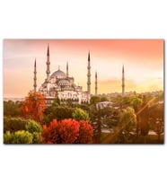 Cakatablo Günbatımında İstanbul Camisi ve Sonbahar Renkleri MDF Tablo