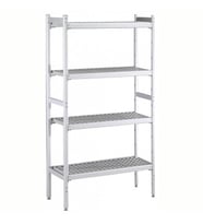 Electrolux Professional Düz Etejer Seti, Aluminyum Ayaklı, 4 Raflı, Her Raf Demonte Polietilen Tabletlerden Oluşur, Tabletler Bulaşık Makinesinde Yıkanabilir - 475x1569 Mm, H=1700 Mm BLS1569