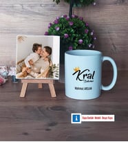 Kral Babam Babaya Hediye Fotoğraflı Dekoratif Taş, Kupa Bardak Beyaz Hediye (Model 1)