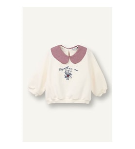 Defacto Yaka Detaylı Çiçekli Ekru Kız Bebek Sweatshirt G8154A5/ER99