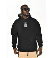 Siyah Pembe Panter Baskılı Oversize Kapüşonlu Sweatshirt