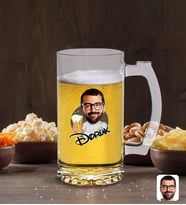 BK Gift Kişiye Özel Erkek Karikatürlü Cam Bira Bardağı 50cl-51 (Beyaz)